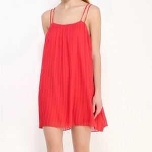 BCBGeneration Women's Strappy Pleated Dress in Cardinal Red